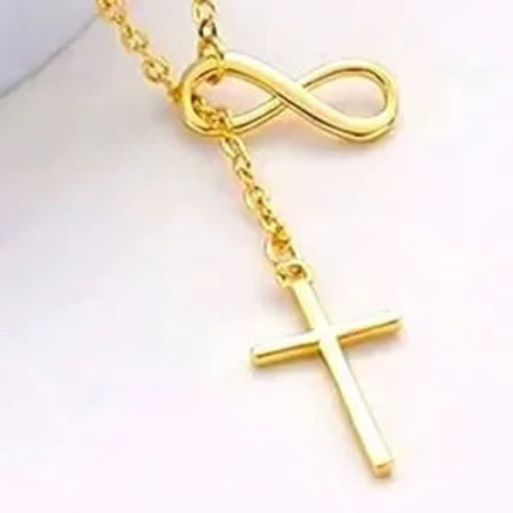 18K Gold Plated Infinity Cross Necklace Women's Christmas Birthday Gift NEW!